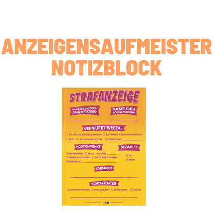 Anzeigensaufmeister Notizblock Strafzettel 50 Blatt