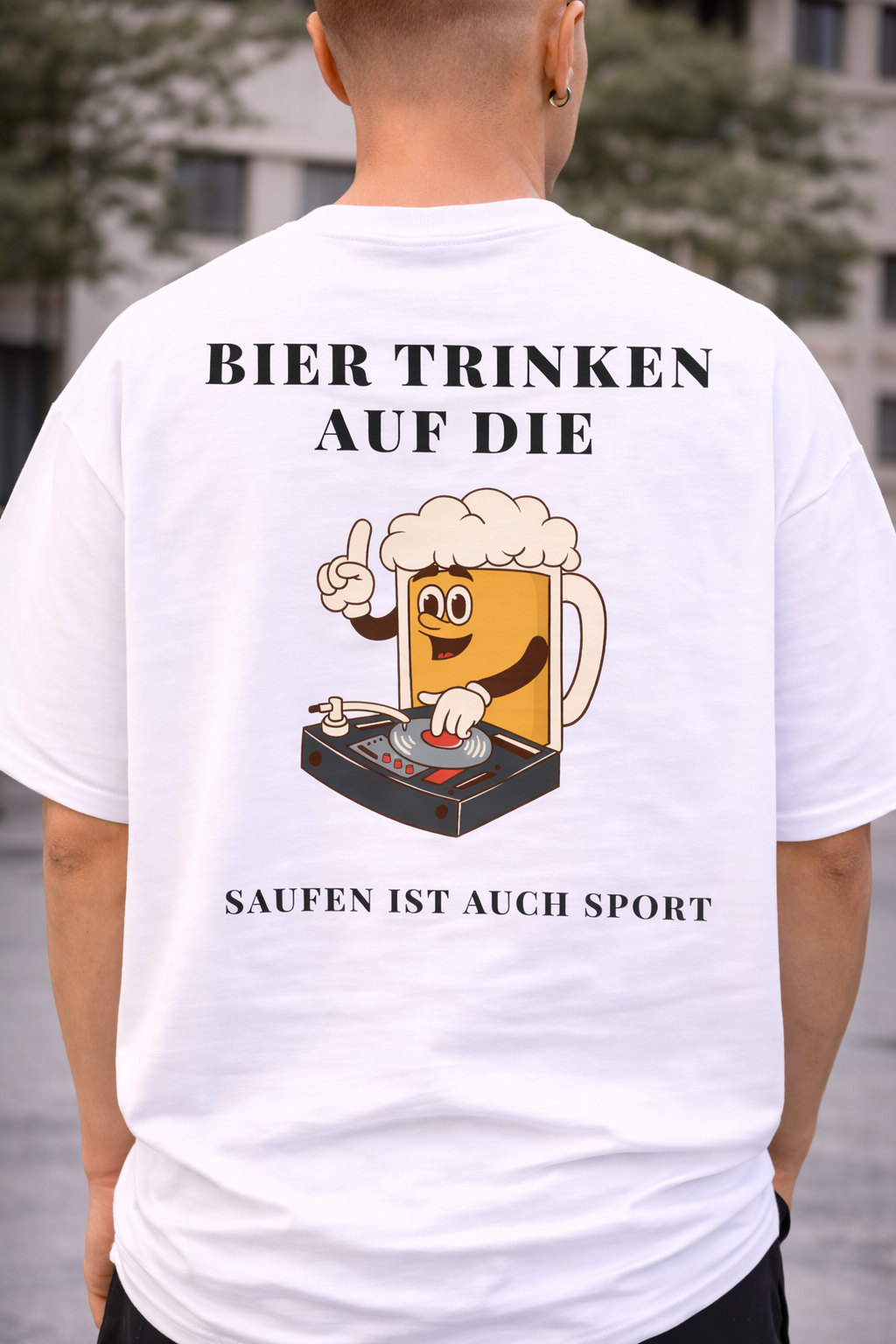 Oversized "Bier Trinken auf die 1" T-shirt (Bio Baumwolle)