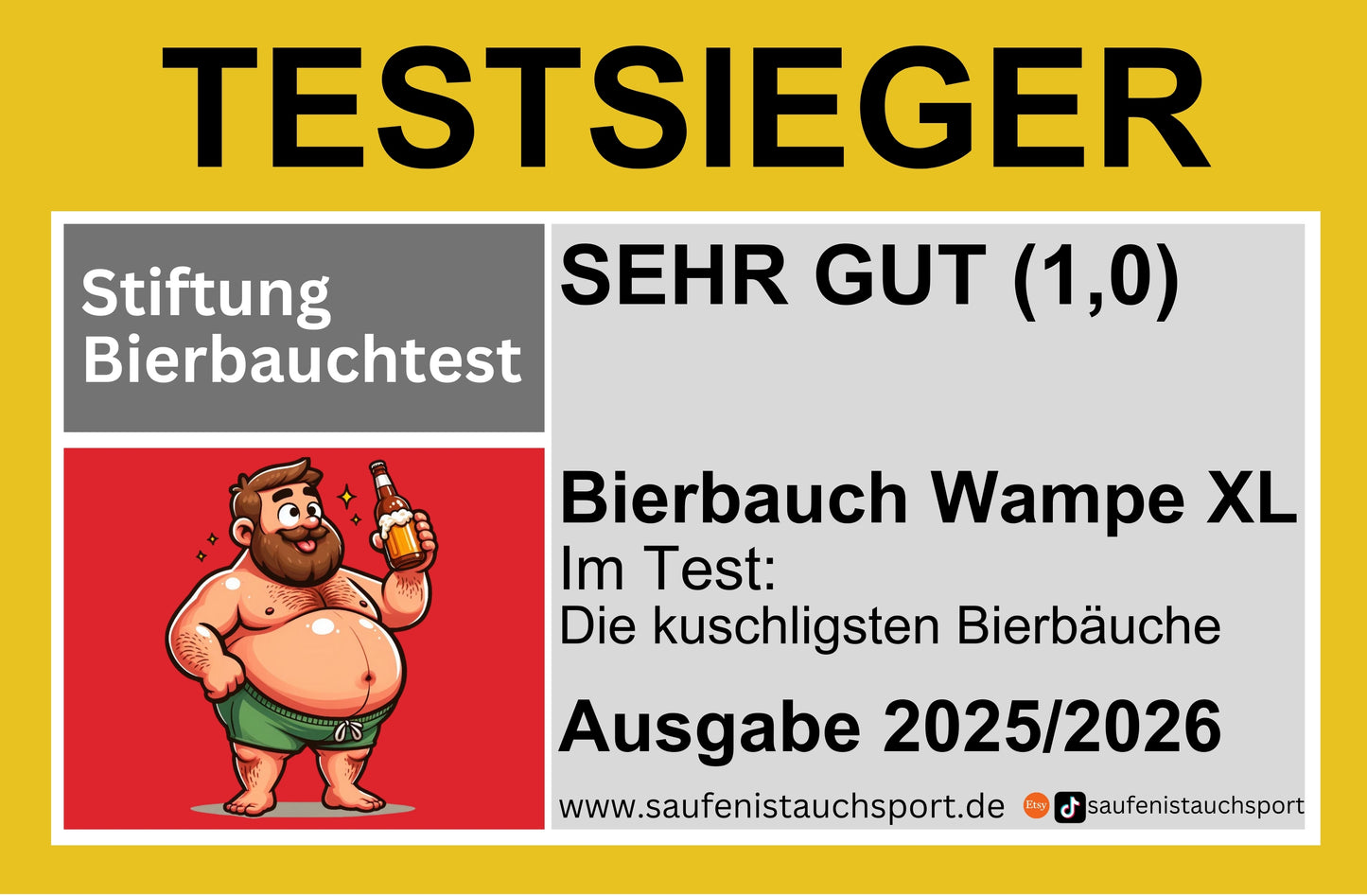 Testsieger Bierbauchwampe Sticker