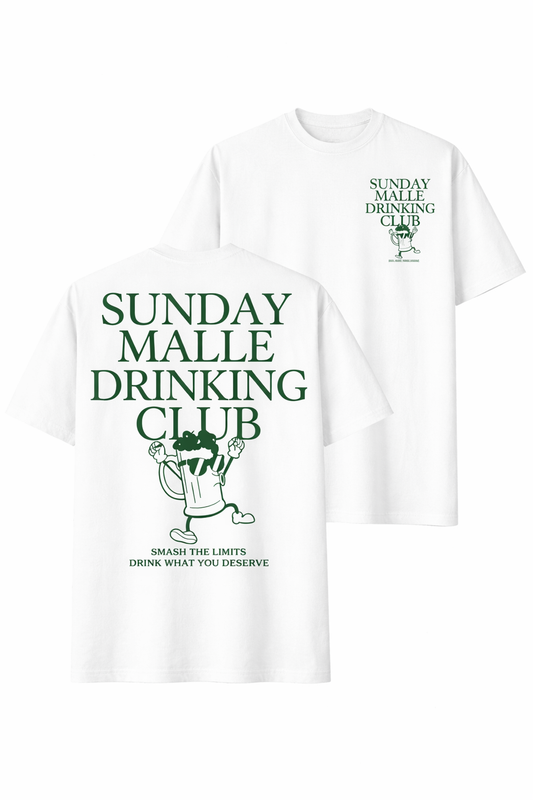 Oversized "Sunday Malle Drinking Club" T-shirt (Bio Baumwolle)