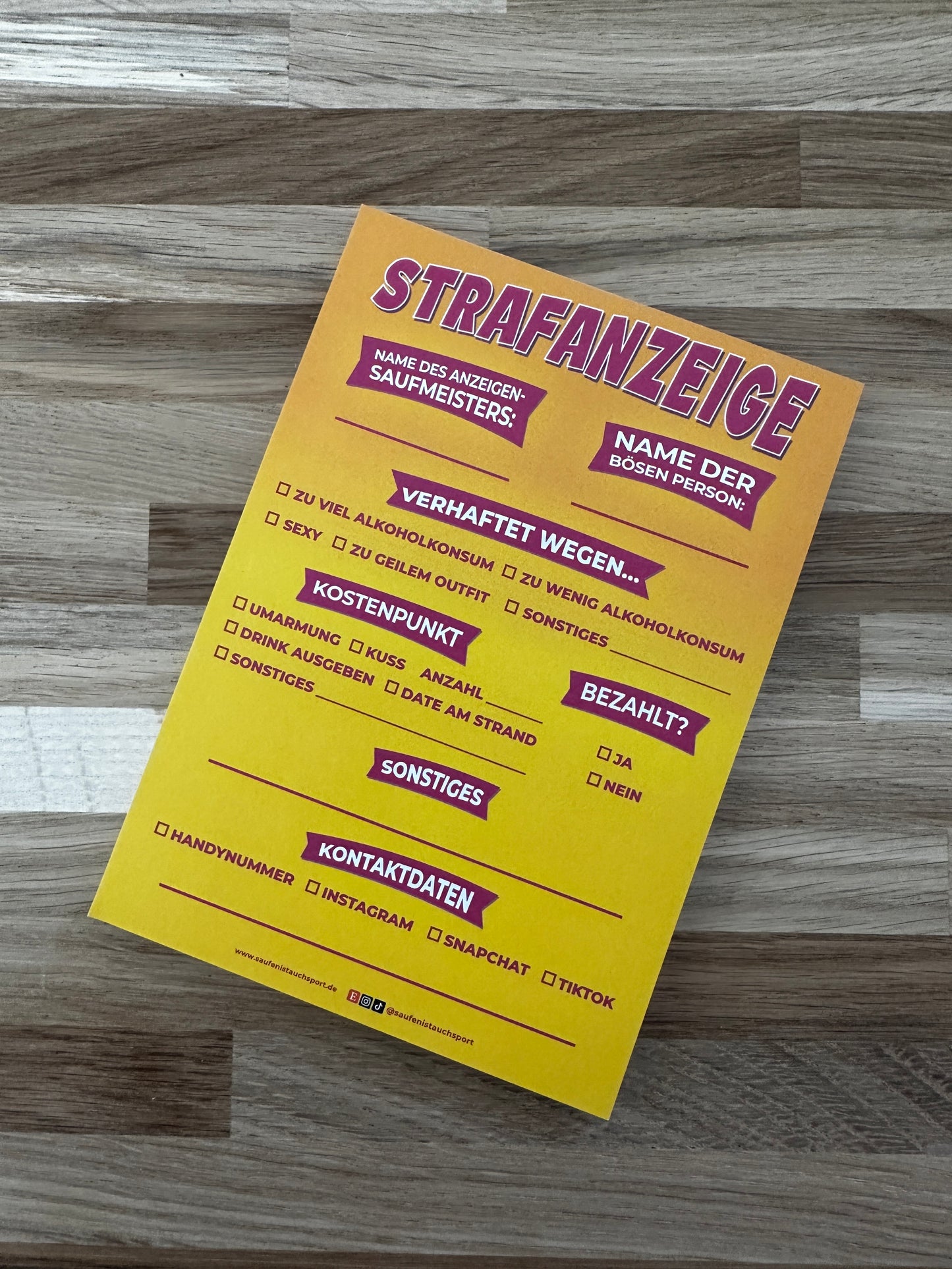 Anzeigensaufmeister Notizblock Strafzettel 50 Blatt