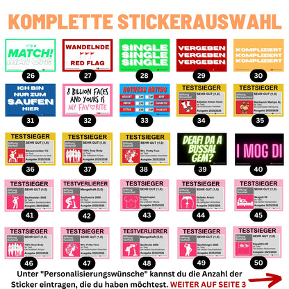 Komplette Stickerauswahl