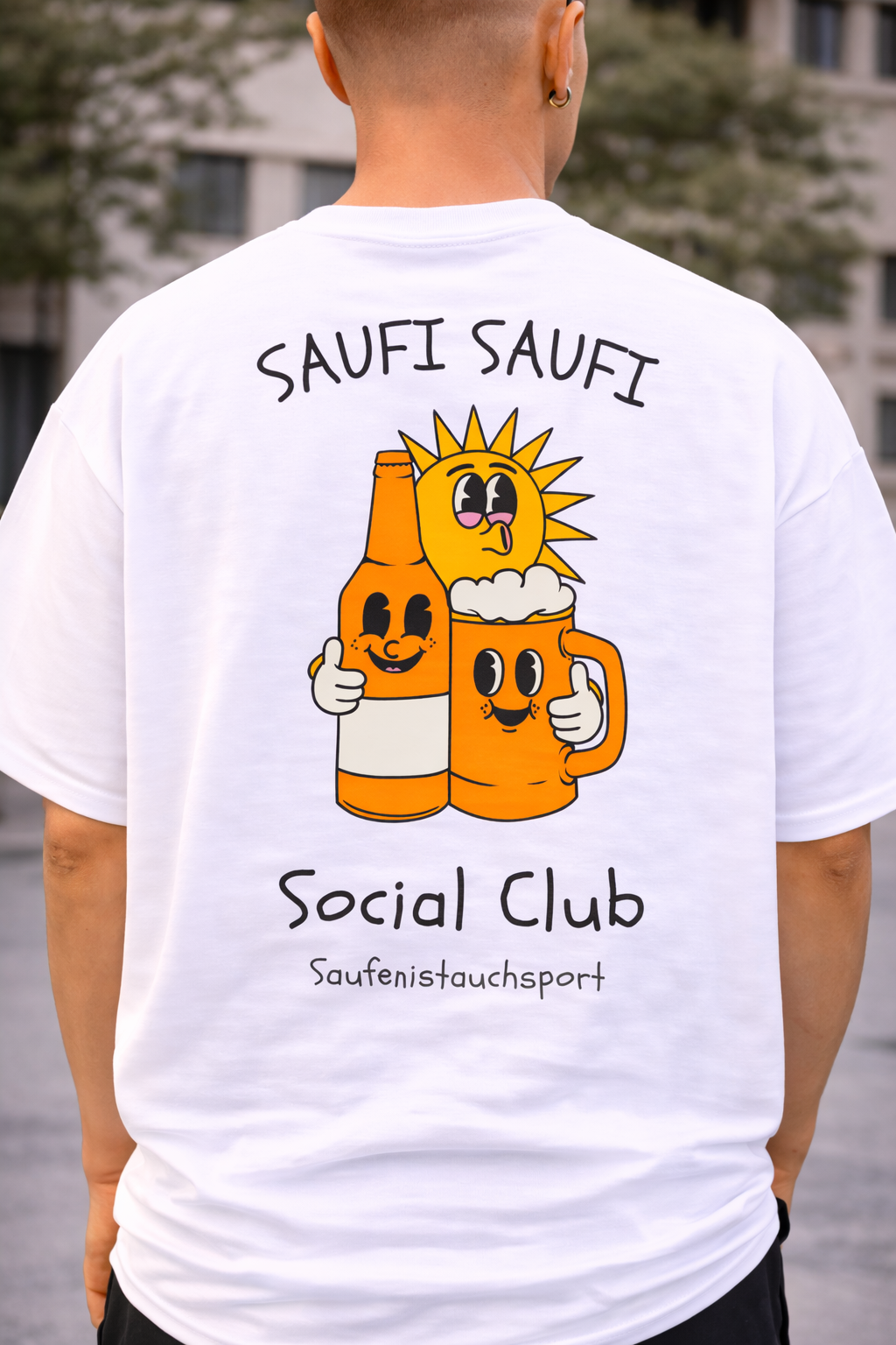 Oversized "Saufi Saufi Social Club" T-shirt (Bio-Baumwolle)