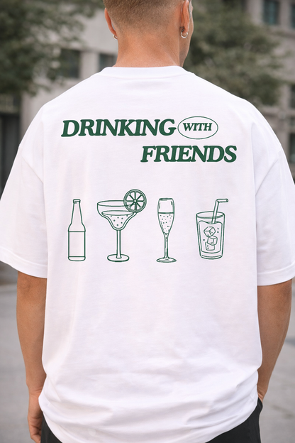 Oversized "Drinking with Friends" T-shirt (Bio Baumwolle)